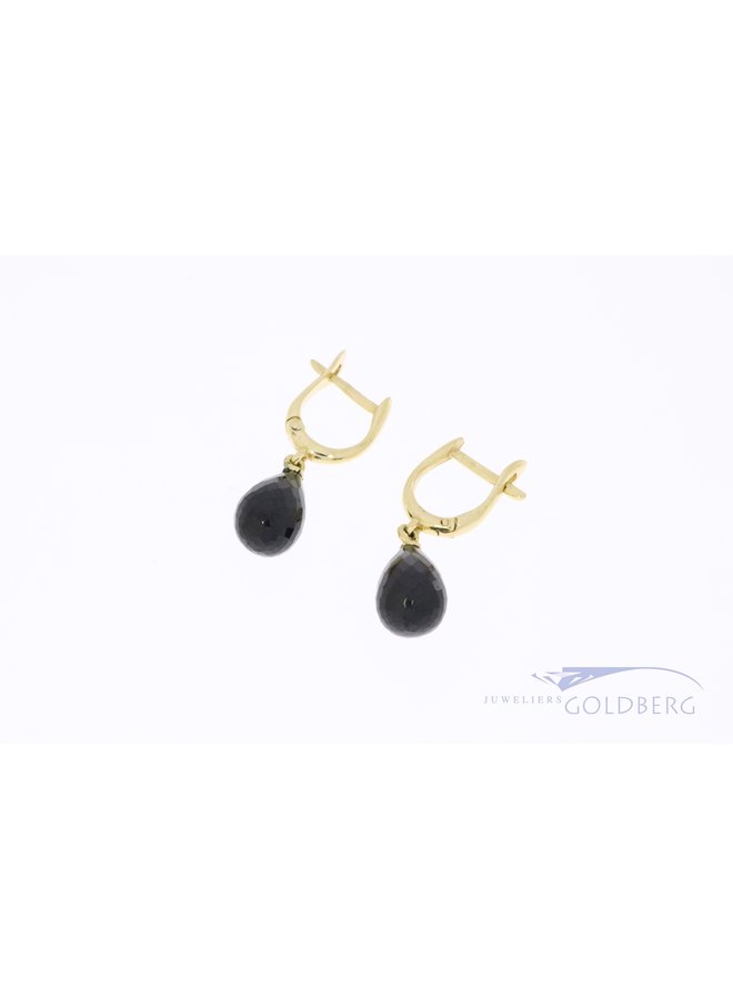 Black Spinel earrings with 14k gold strong closure