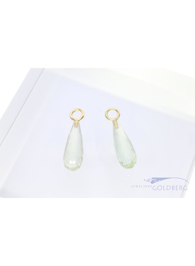 Prasiolite earring pendants 14k gold (for earrings of up to 3,7mm thick)