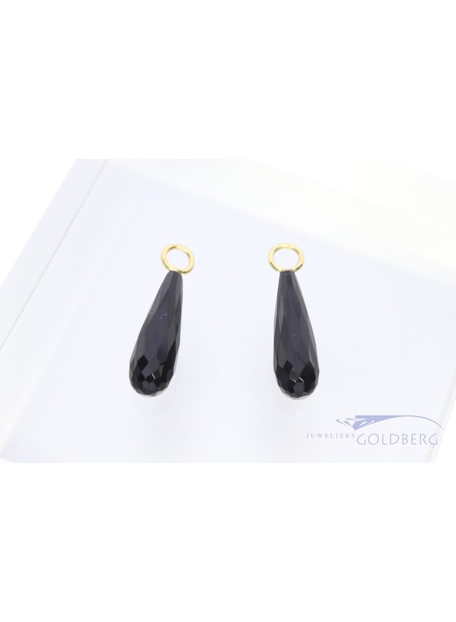 Onyx earring pendants 14k gold (for earrings of up to 3,7mm thick)