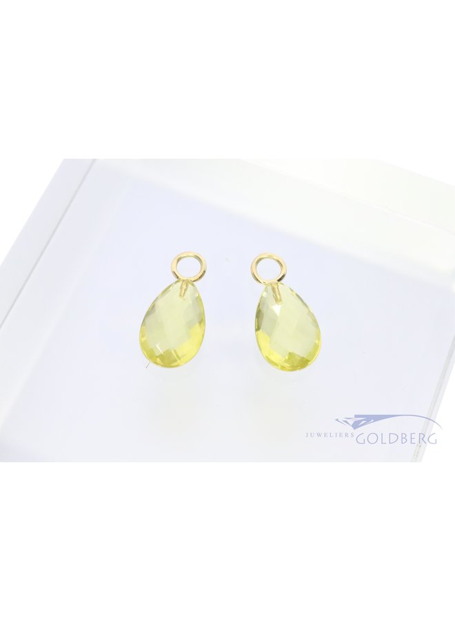 Lemon citrine earring pendants 14k gold (for earrings of up to 3,7mm thick) Prasiolite earring pendants 14k gold (for earrings of up to 3,7mm thick)