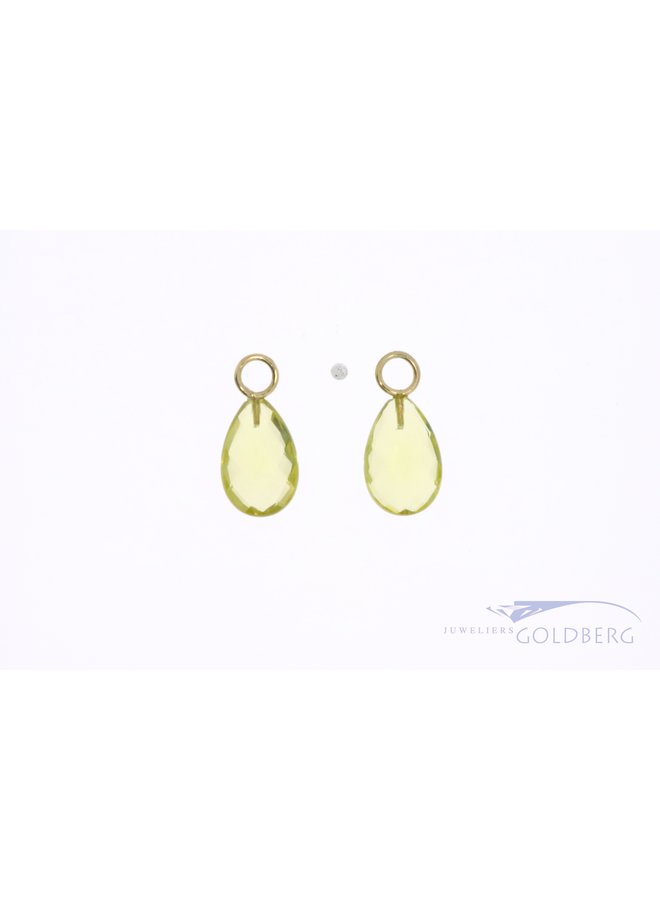 Lemon citrine earring pendants 14k gold (for earrings of up to 3,7mm thick) Prasiolite earring pendants 14k gold (for earrings of up to 3,7mm thick)