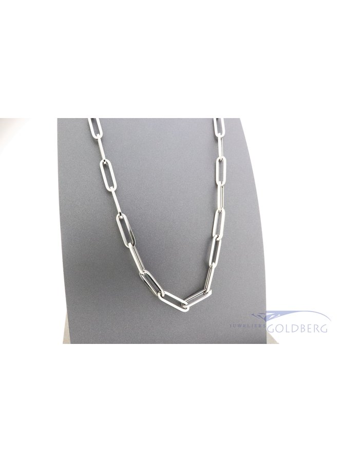 14k witgouden "paperclip" collier 4,5mm en 45cm