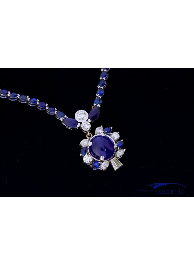 18k choker witgoud saffier/briljant