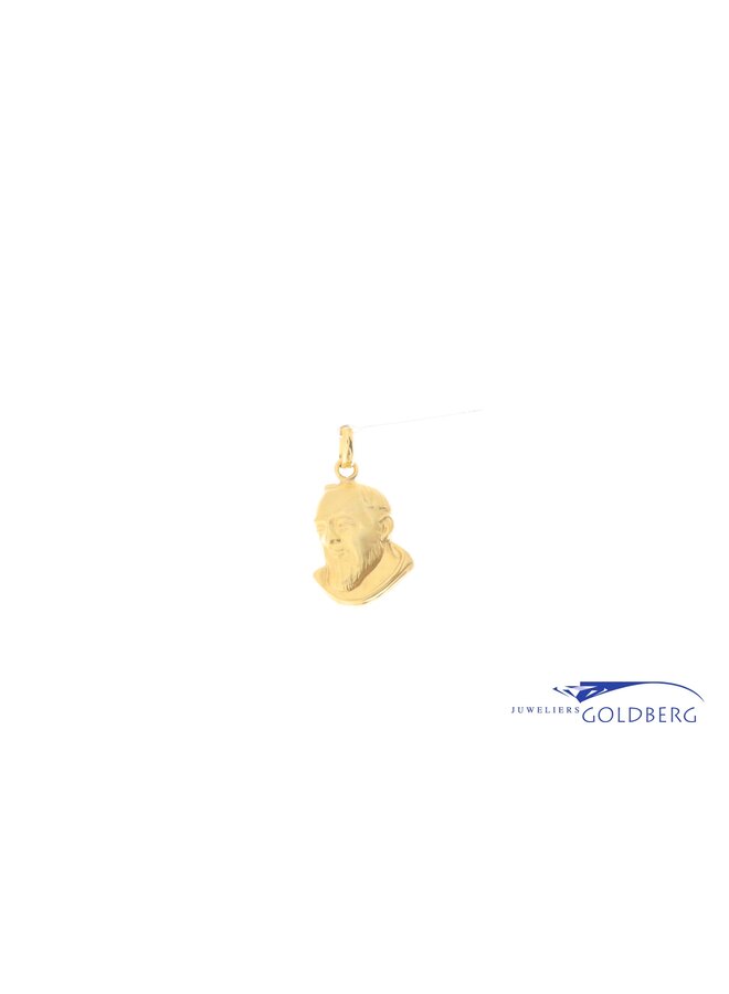 18k portrait Padre Pio charm Saint gold