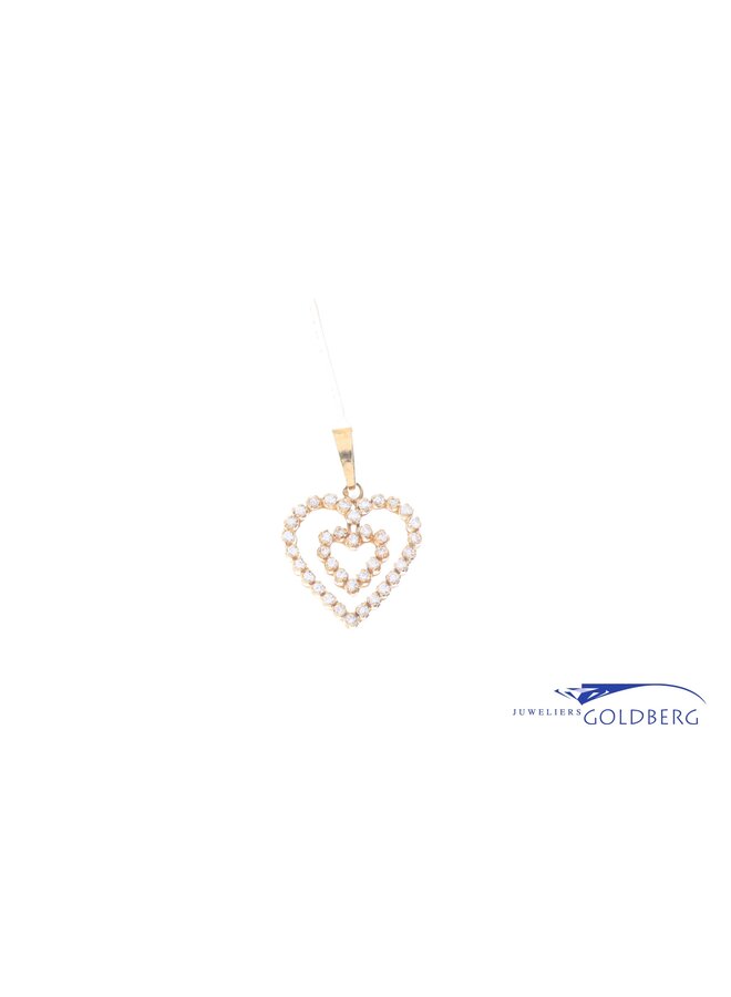 18k golden hearts zirconia pendant
