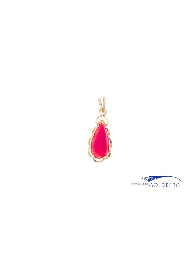 14k pendant red coral gold