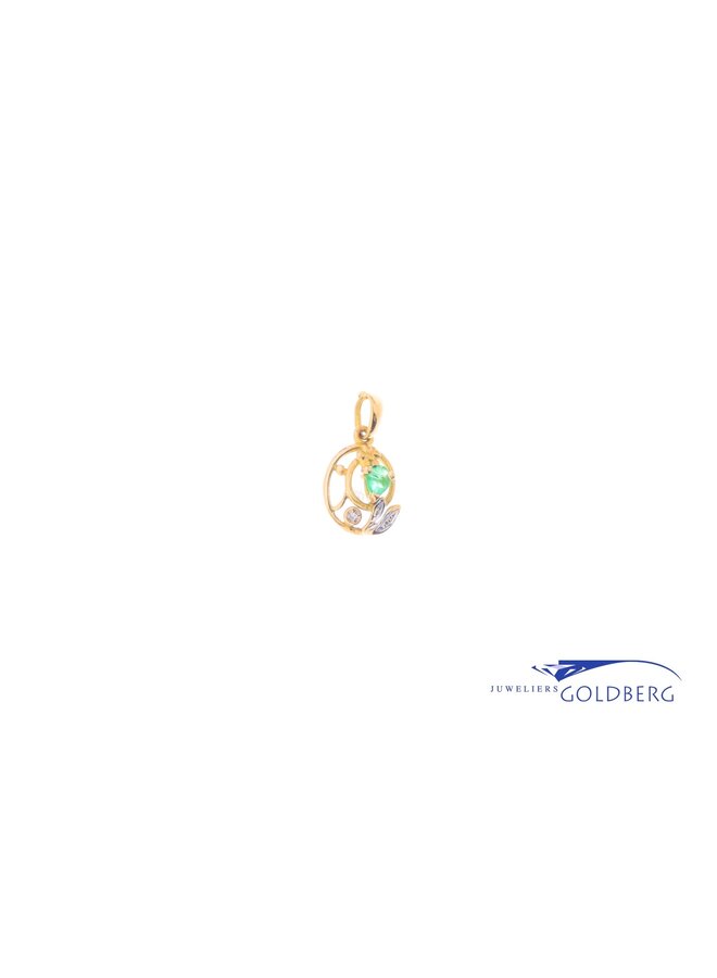 18k Zirconia emerald pendant gold