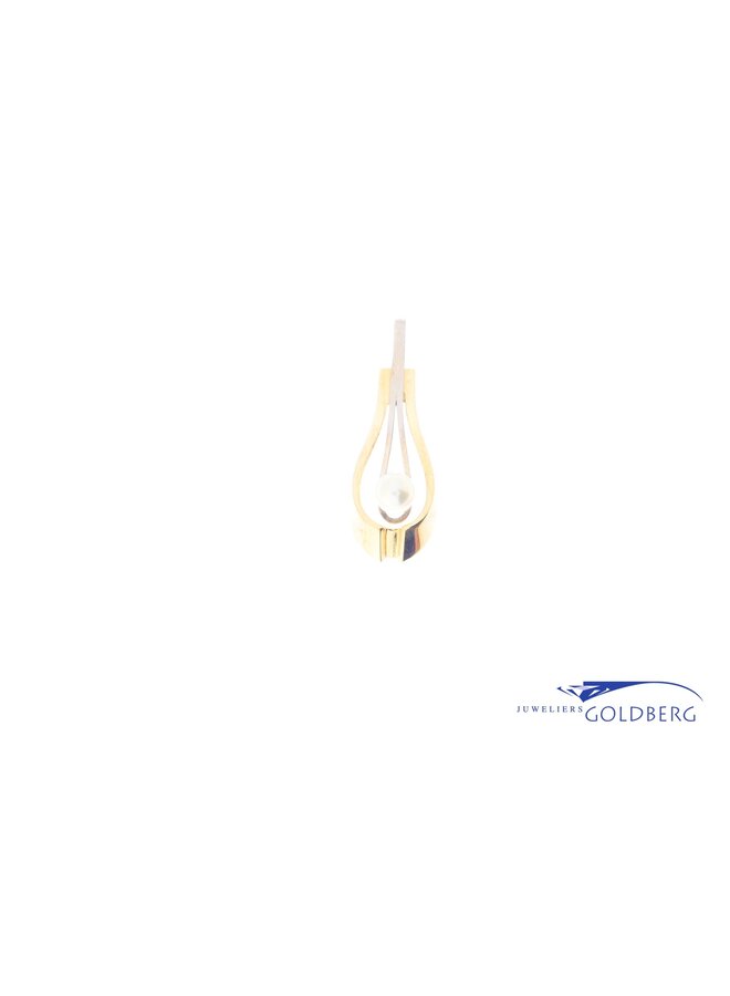 14k Vintage bicolor pendant white/gold pearl