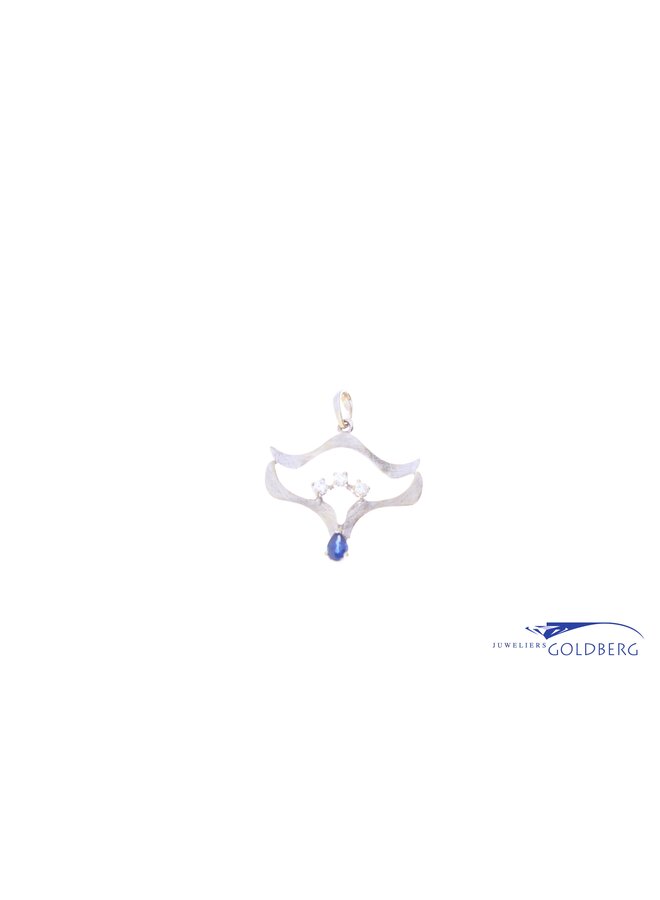 18k 0.10 brilliant sapphire pendant white gold