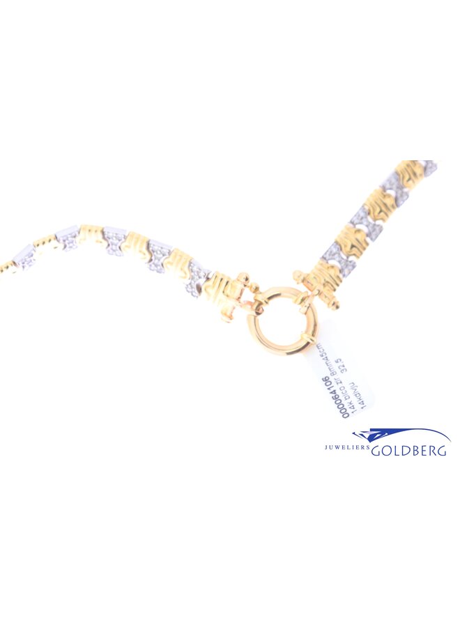 14k ketting bicolor gouden collier met zirkonia's