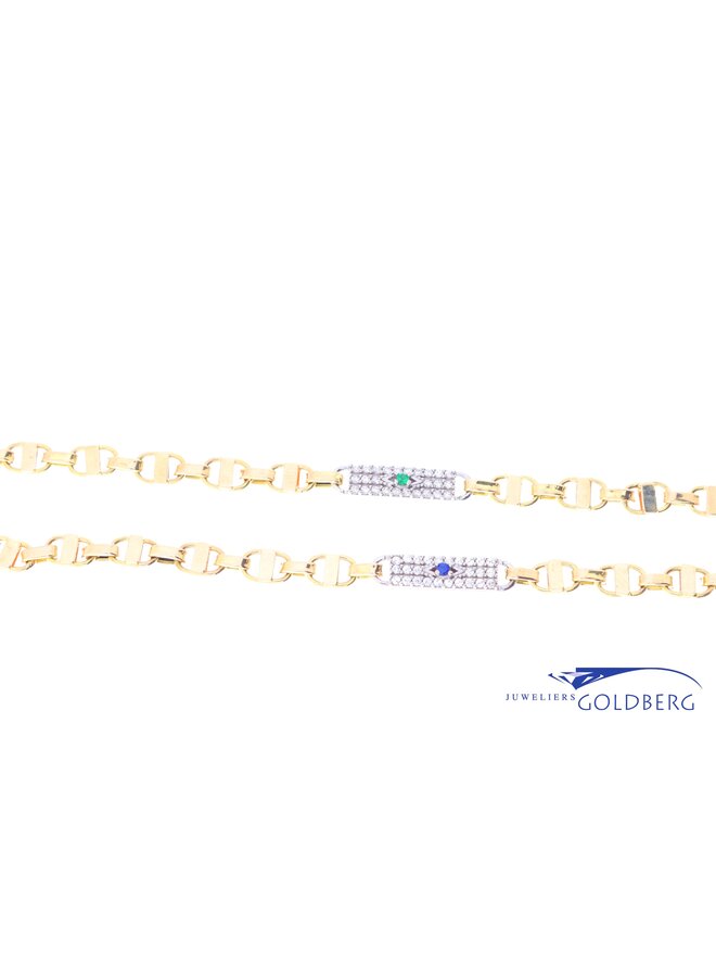 14k Zirconia link necklace bicolor