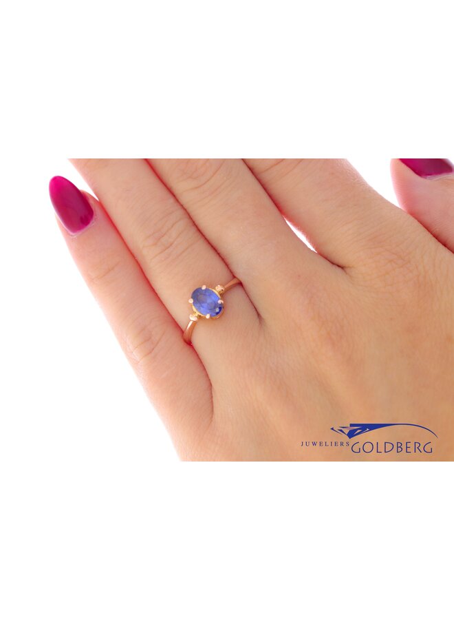 14k rosegold vintage ring blue