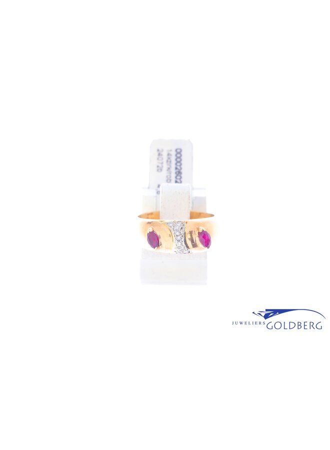 VERKOCHT 14k gouden vintage ring synth. robijn/zirkonia