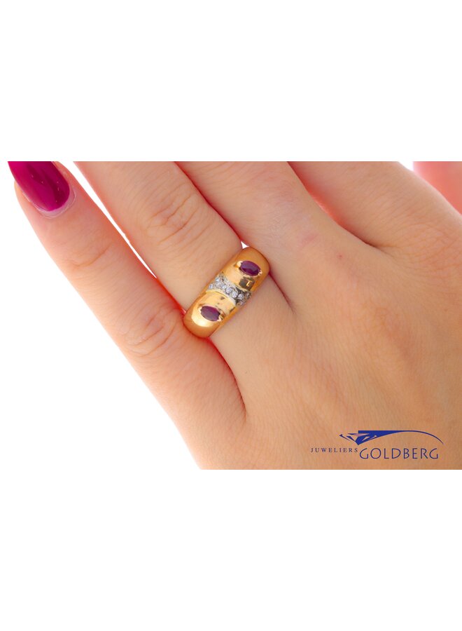 14k gold vintage ring synth. ruby/zirconia