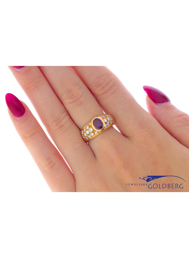 18k gold vintage ring ruby/brilliants