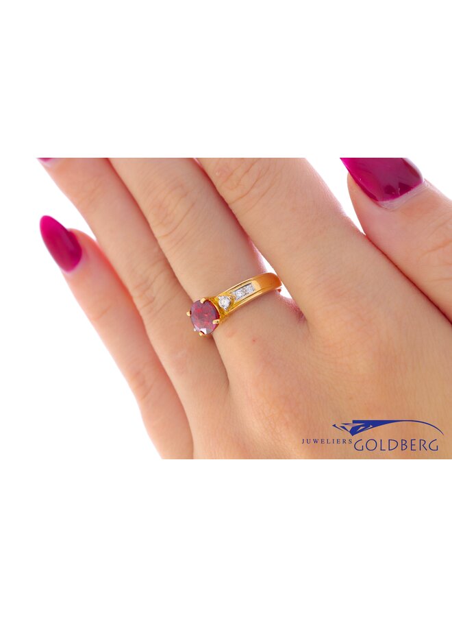 18k gold vintage ring fluorite/diamonds