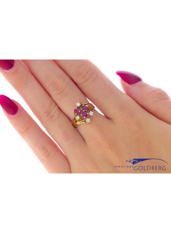 14k gold vintage ring diamonds/ruby