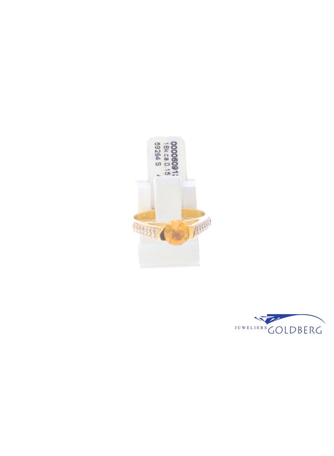 18k gold vintage ring citrine/diamond