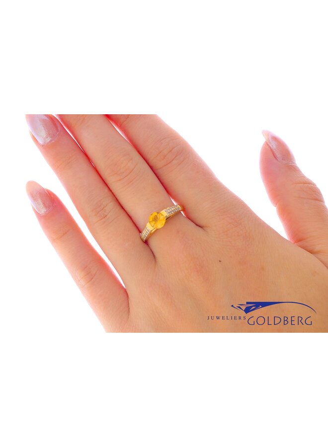 18k gold vintage ring citrine and brilliants