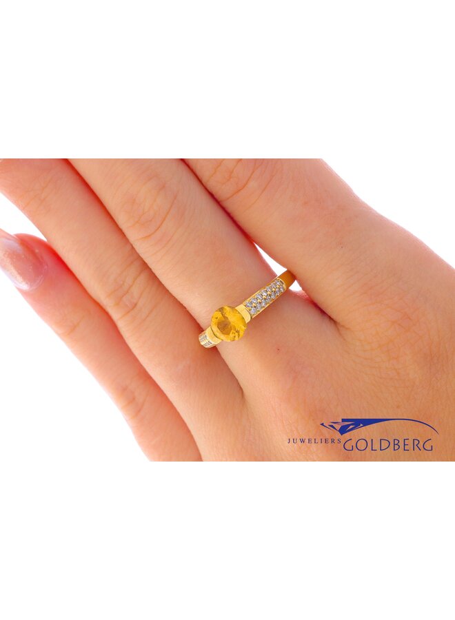 18k gold vintage ring citrine and brilliants