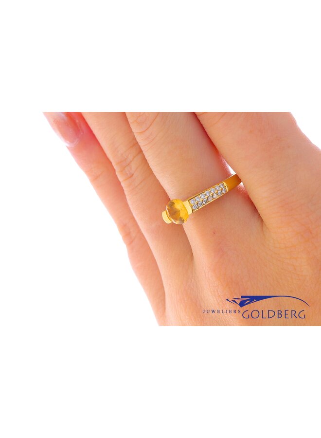 18k gouden vintage ring met citrien en briljanten