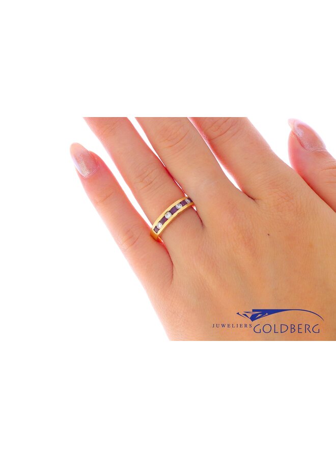 18k gold vintage ring ruby/diamonds