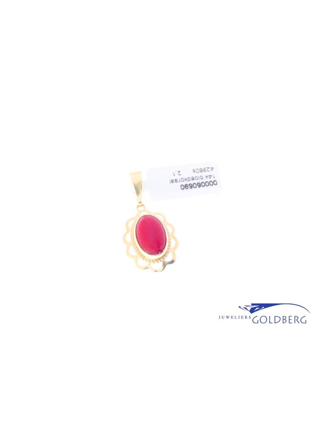 14k gold vintage pendant red coral