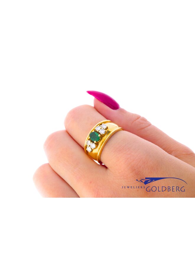 18k gold vintage ring brilliants/emerald