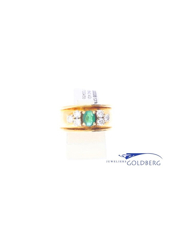 18k gold vintage ring brilliants/emerald