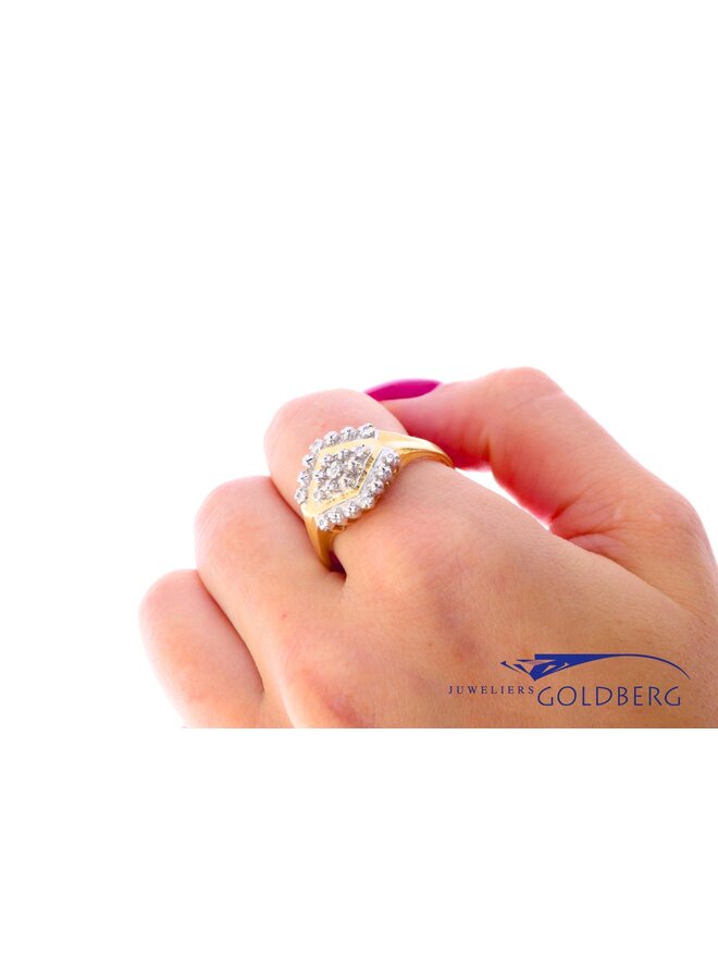 14k bicolor gouden vintage ring diamanten