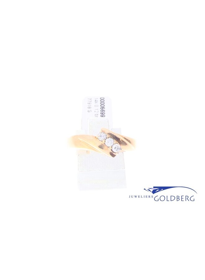 14k gouden vintage slagring met diamanten (ca. 0.12ct)