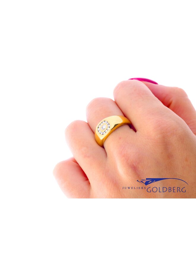 18k gouden vintage ring met diamanten (ca. 0.32ct)