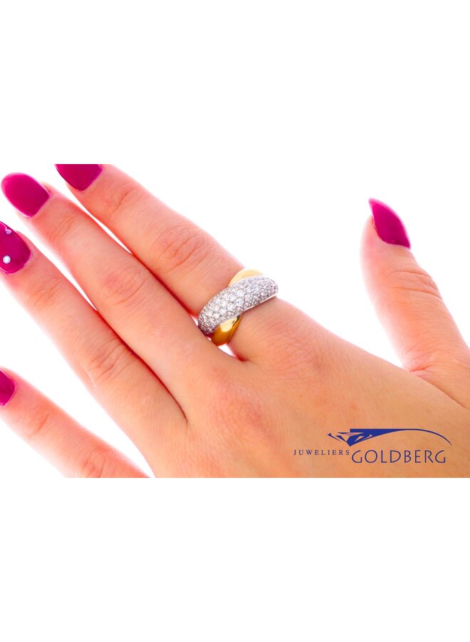 18k bicolor gouden vintage ring diamanten