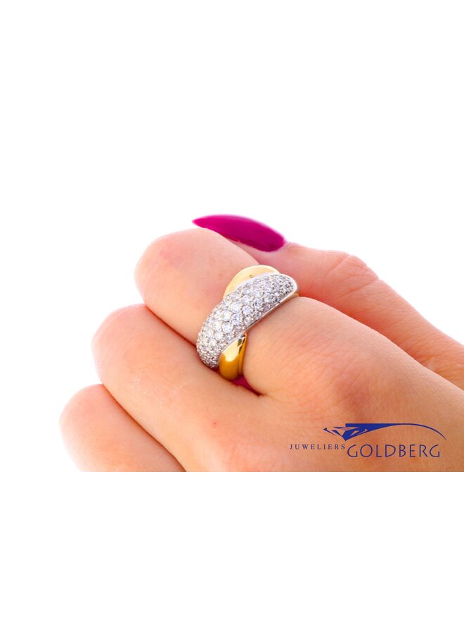 18k bicolor gouden vintage ring diamanten