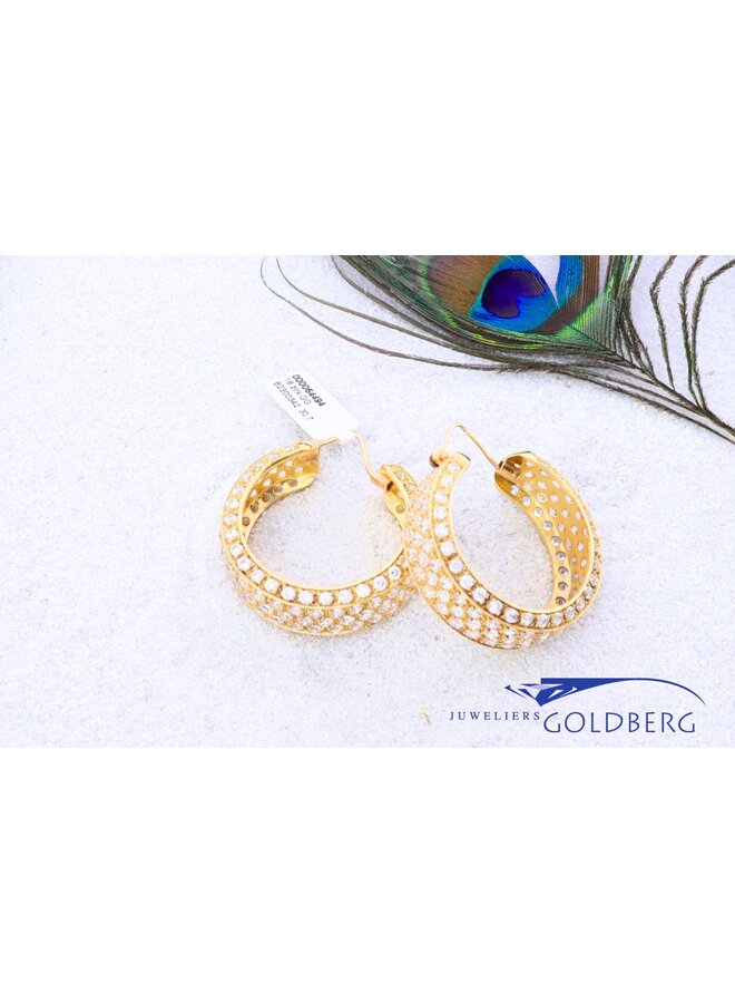 18k Yellow gold hoop earrings Zirconias