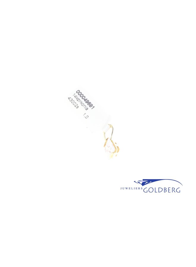 14k Zirconia square pendant gold