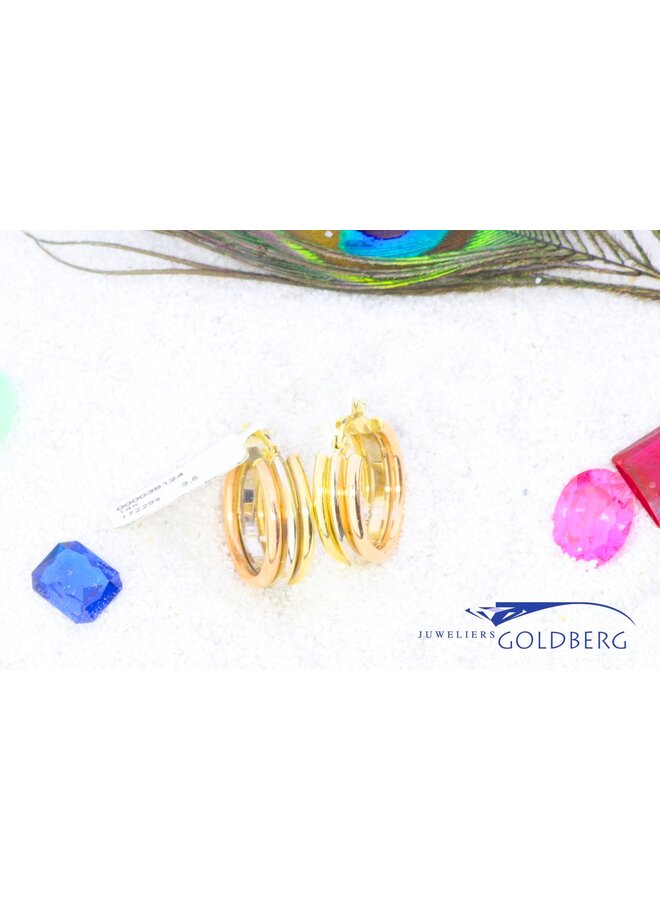 14k tricolor gold Vintage hoop earrings