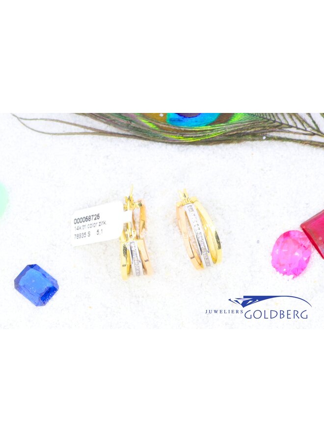 14k tricolor vintage earrings