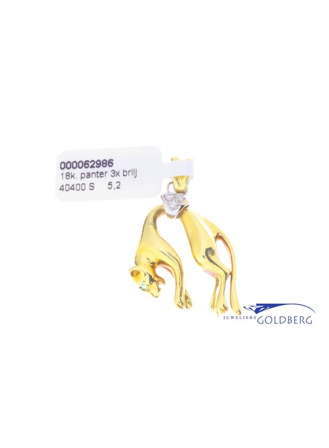 18k gold vintage panther pendant
