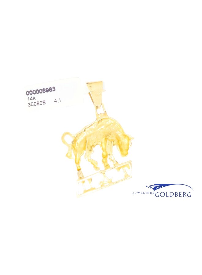 14k gouden vintage hanger stier