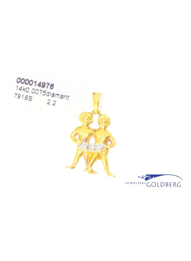 14k gold vintage gemini pendant