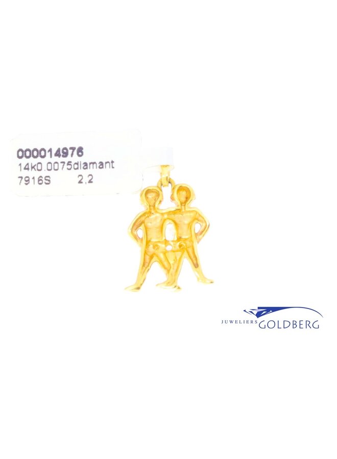 14k gold vintage gemini pendant