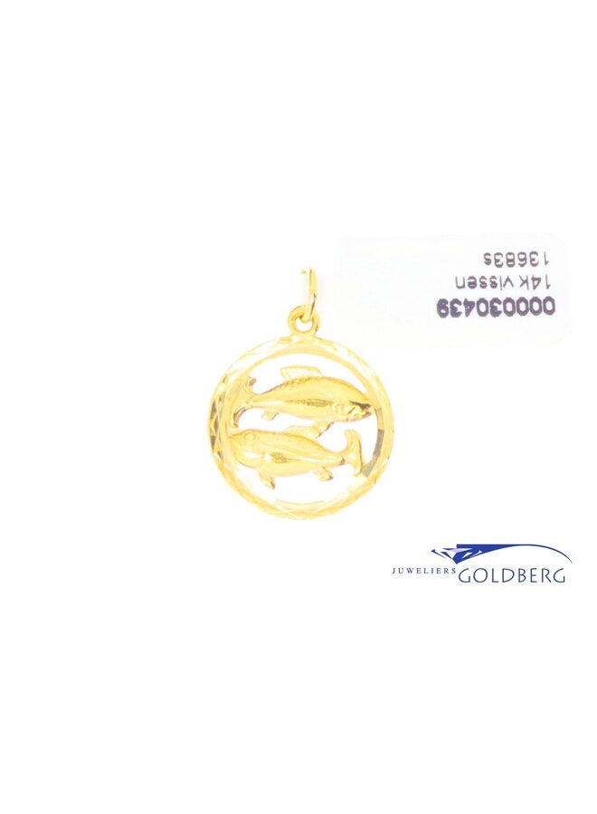 14k gold vintage fish pendant