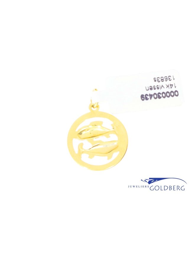 14k gold vintage fish pendant