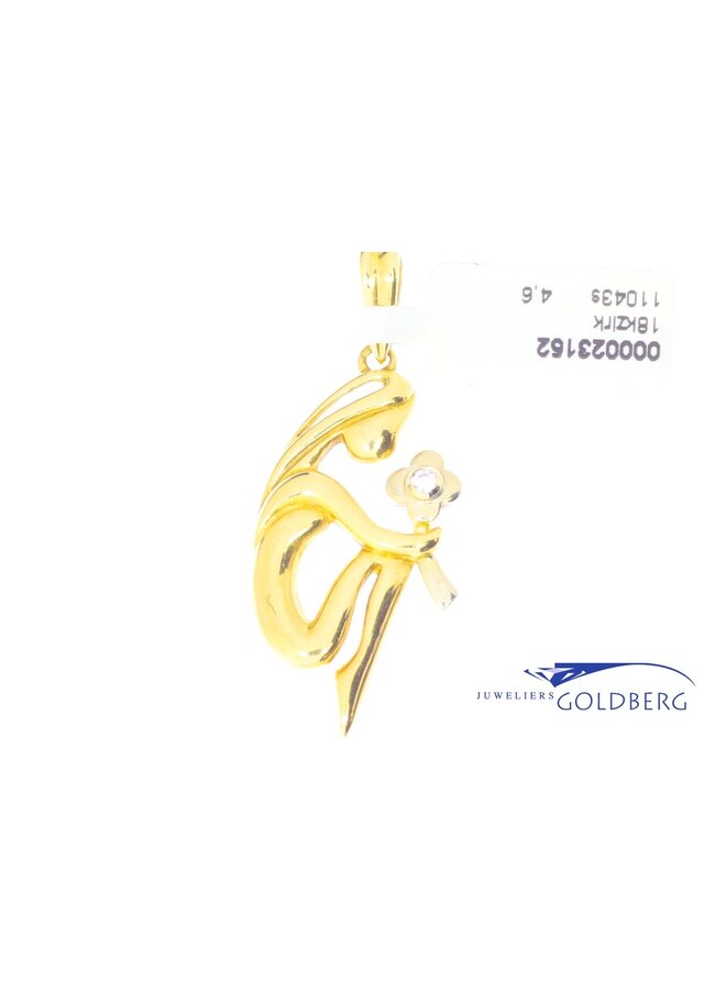 18k gold vintage zirconia virgo pendant