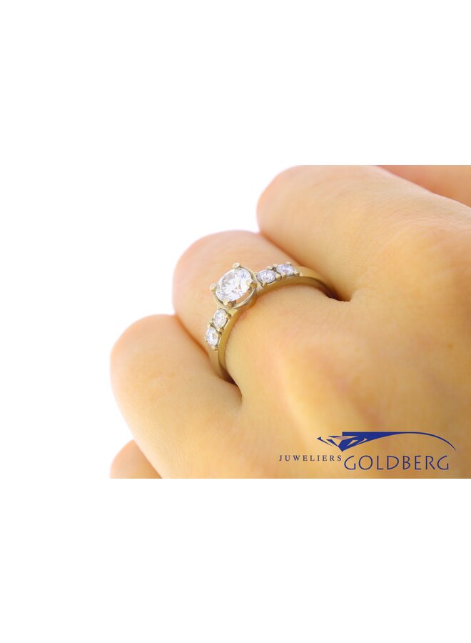 14k white gold "cup ring" with 1x 0.51ct F SI2 &  4x 0.03ct diamond from our workshop
