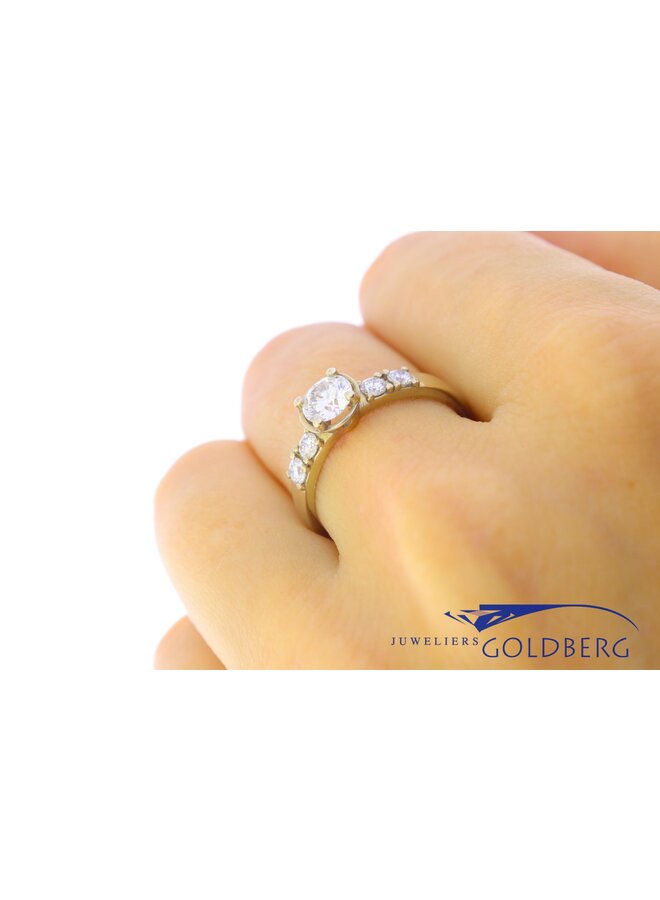 14k witgouden "Cup ring" met 1x  0.51ct F SI2 & 4x 0.03ct diamant uit eigen atelier