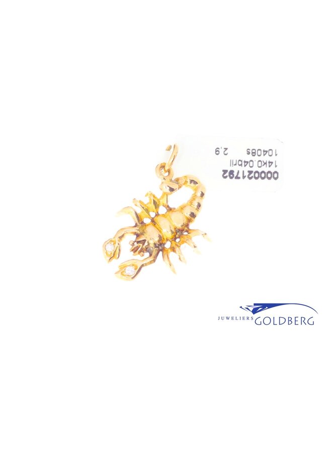 14k Schorpioen hanger 0.04ct briljant