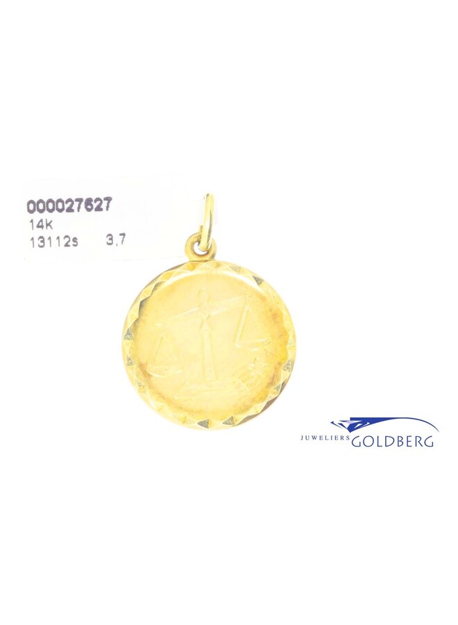 14k gold vintage libra pendant