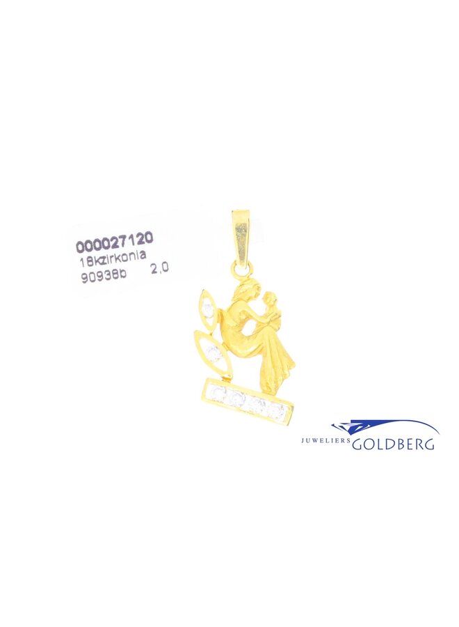 18k gold vintage virgo zirconia pendant